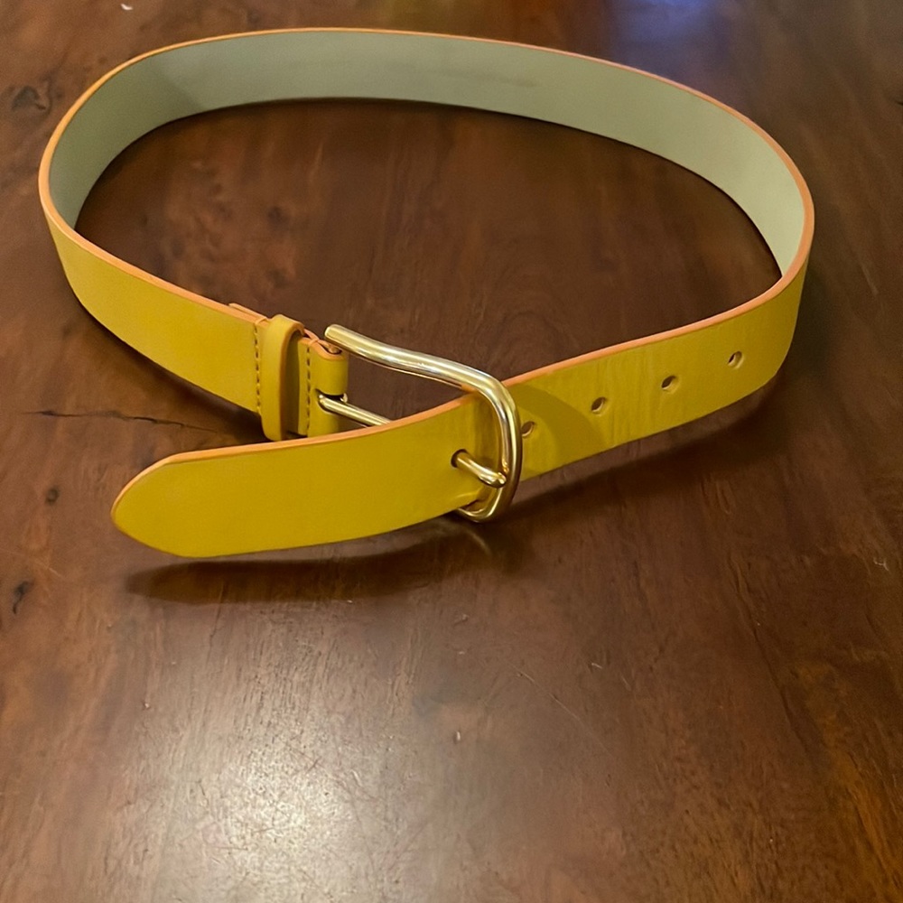 Yellow leather belt with gold clasp